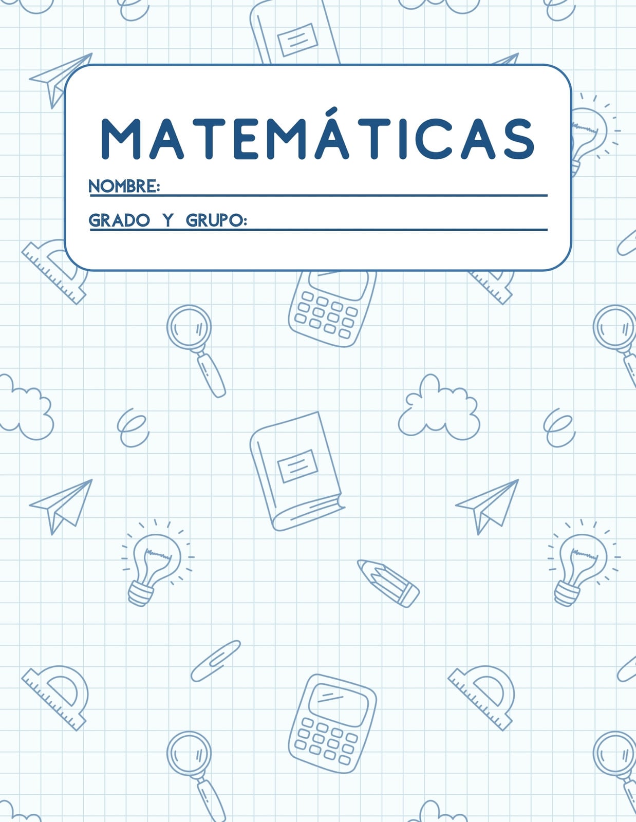 Portada de matemáticas - Cuaderno - Moderna, azul y blanca
