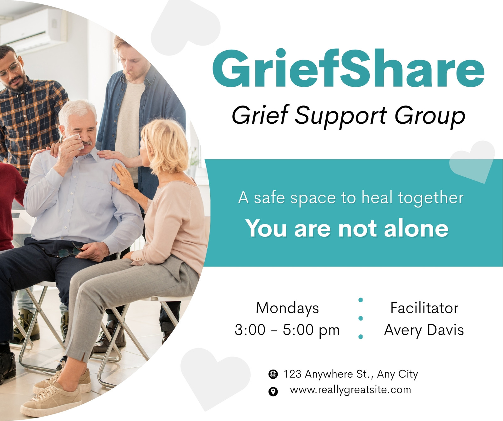 Turquoise And White Modern Minimalist Grief Support Instagram Post