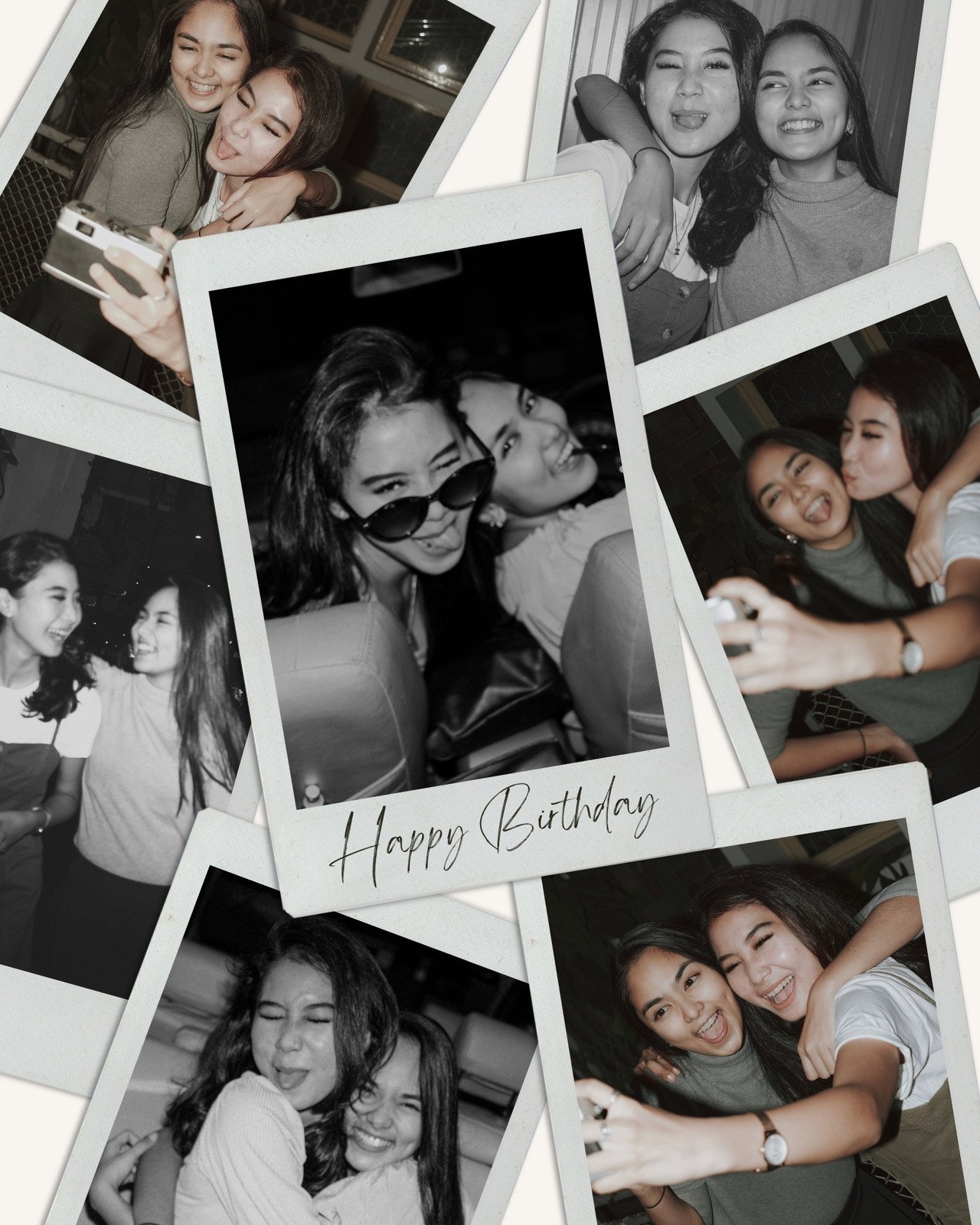 Black and White Polaroid Style Birthday Instagram Post