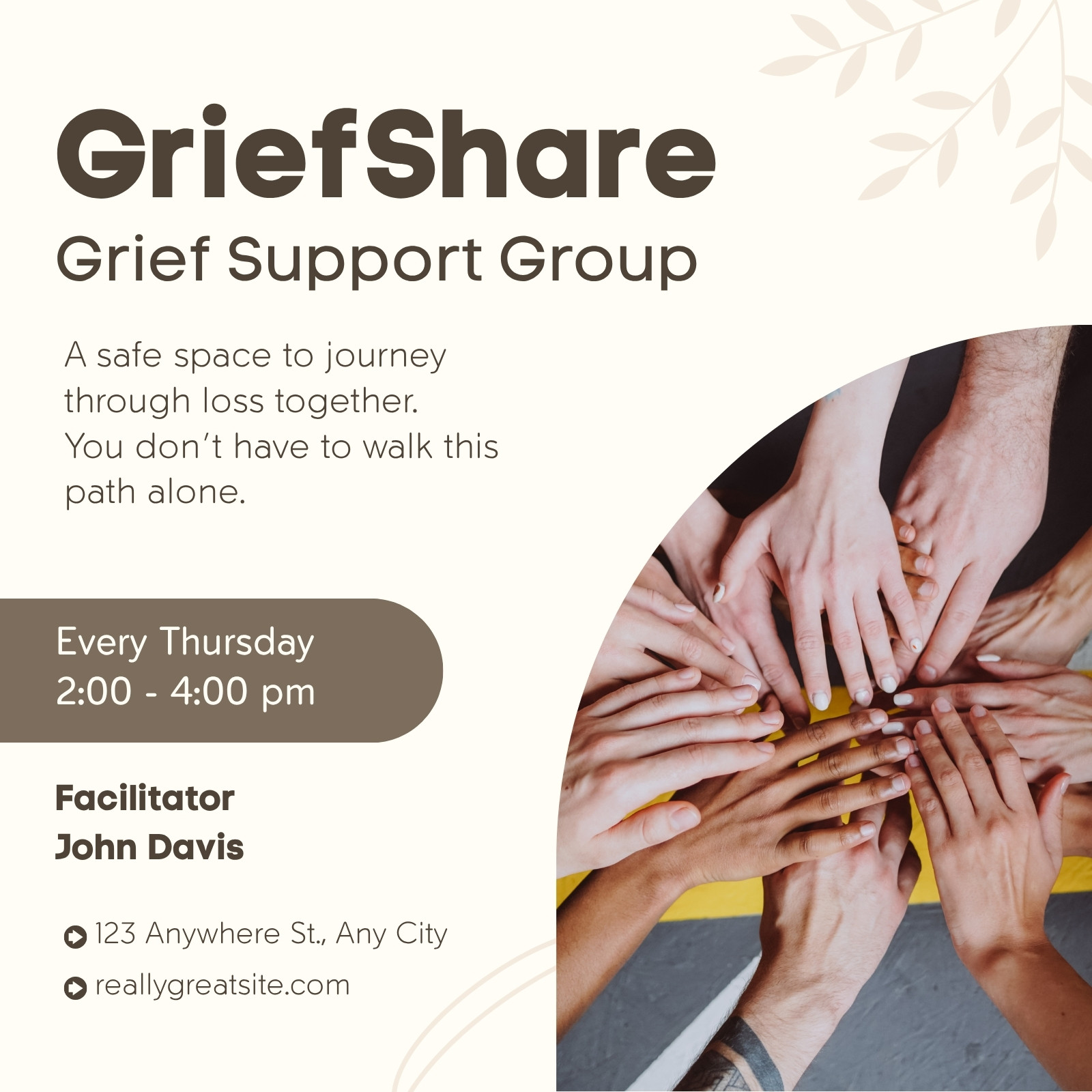 Beige And Brown Minimalist Grief Support Group Instagram Post