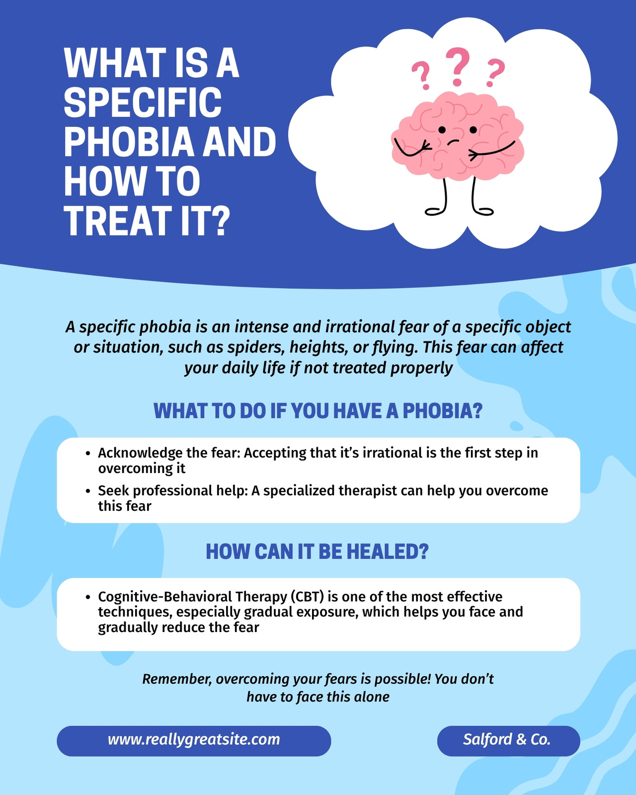 Blue and White Illustrative Specific Phobia Informative Instagram Post
