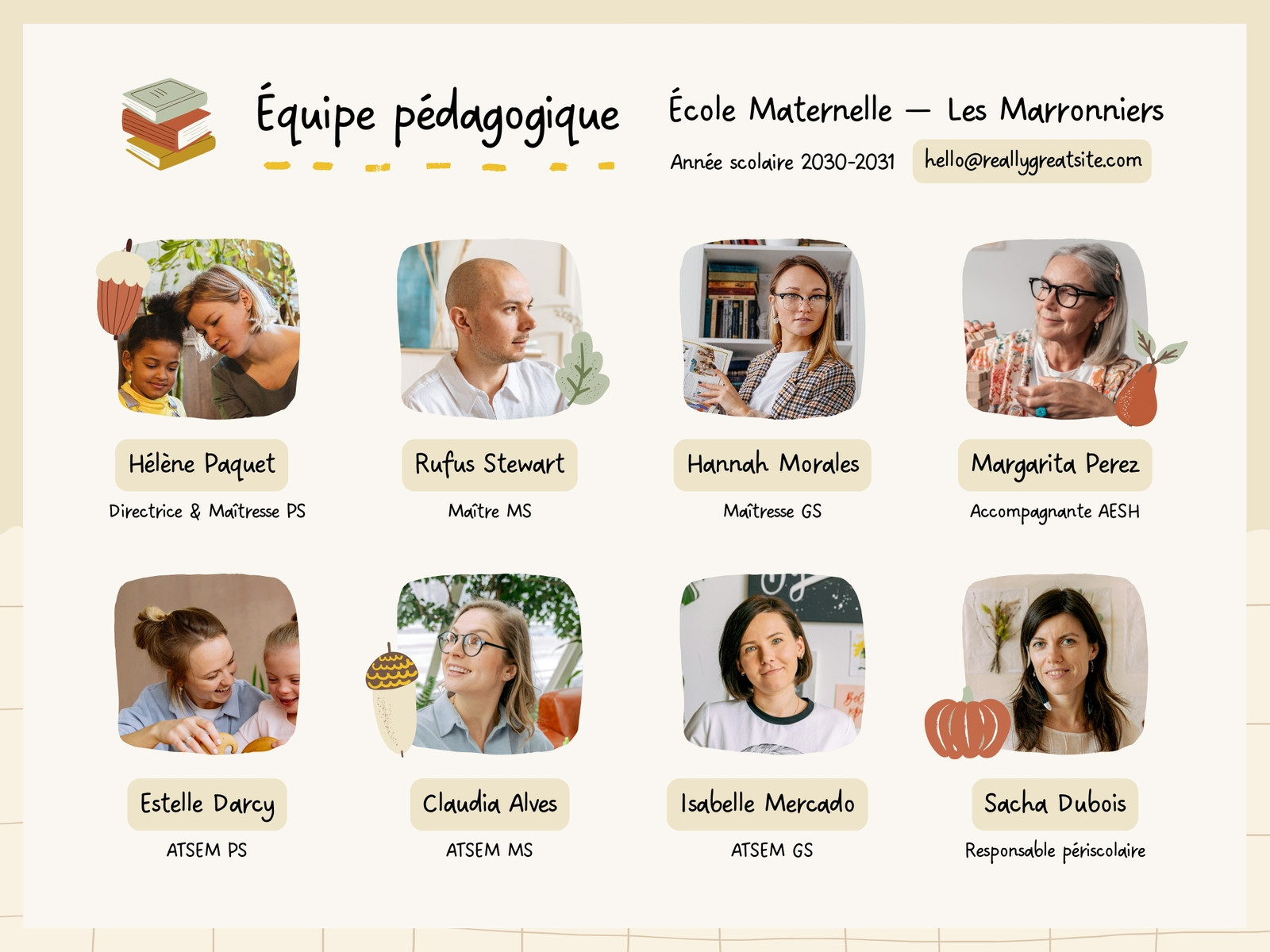 Équipe Pédagogique Organigramme École Graphique Coloré Illustré