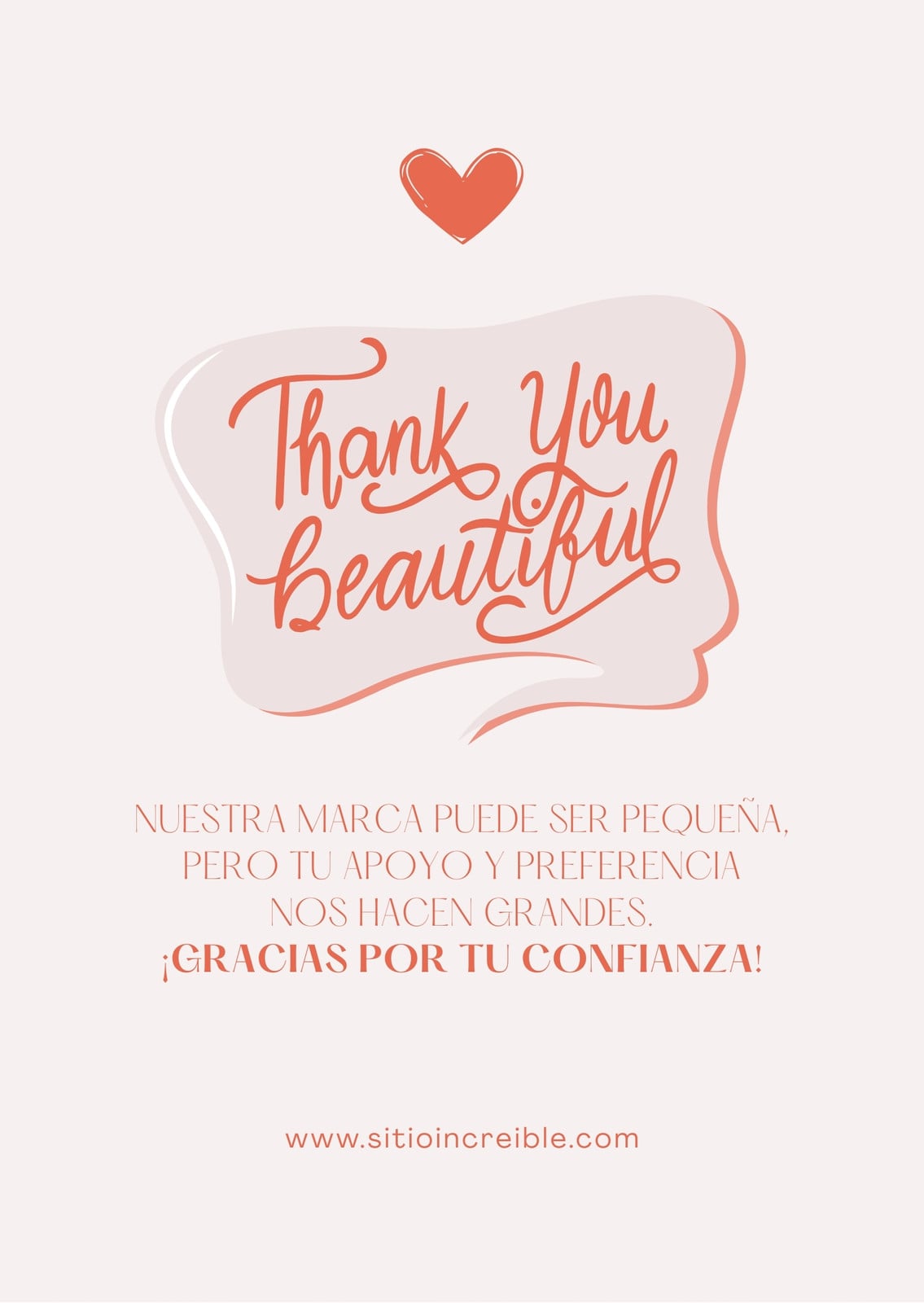 Tarjeta Agradecimiento por Compra Clientes Minimalista Rosa y Rojo