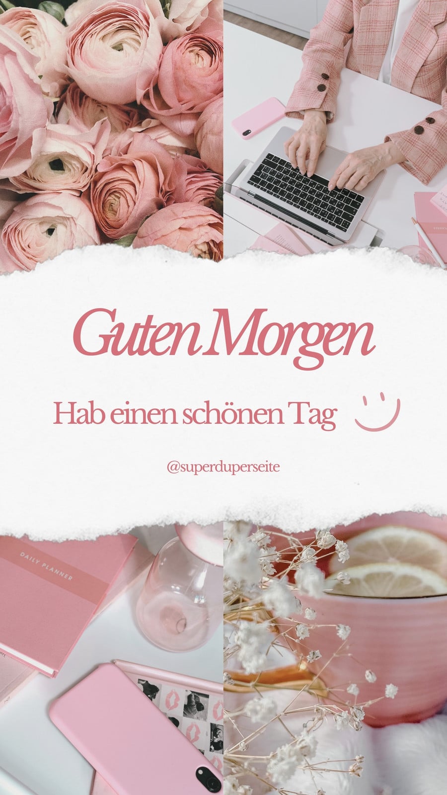 Weiß Rosa Fotografisch Elegant Guten Morgen Instagram Story