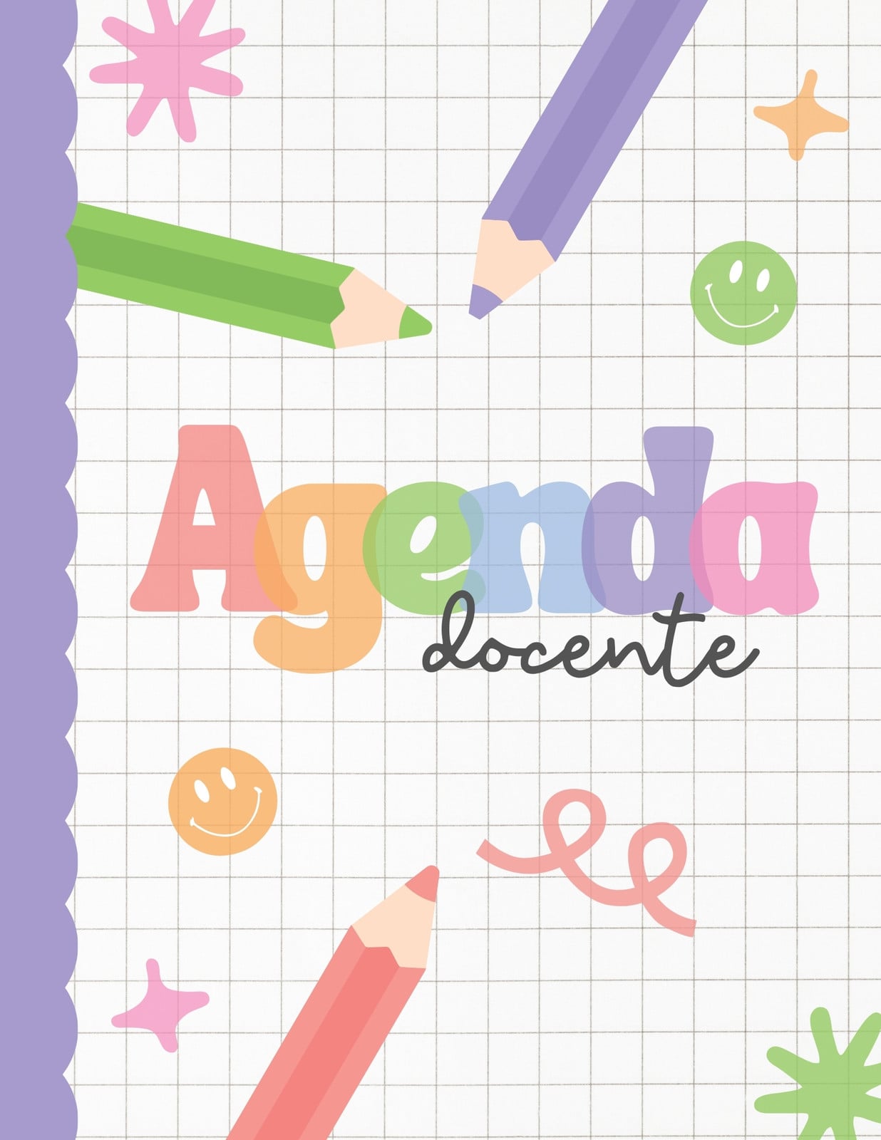 Agenda de organización docente - Ciclo escolar - Doodles felices, lápices y arcoíris Agenda de organización docente - Ciclo escolar - Doodles felices, lápices y arcoíris