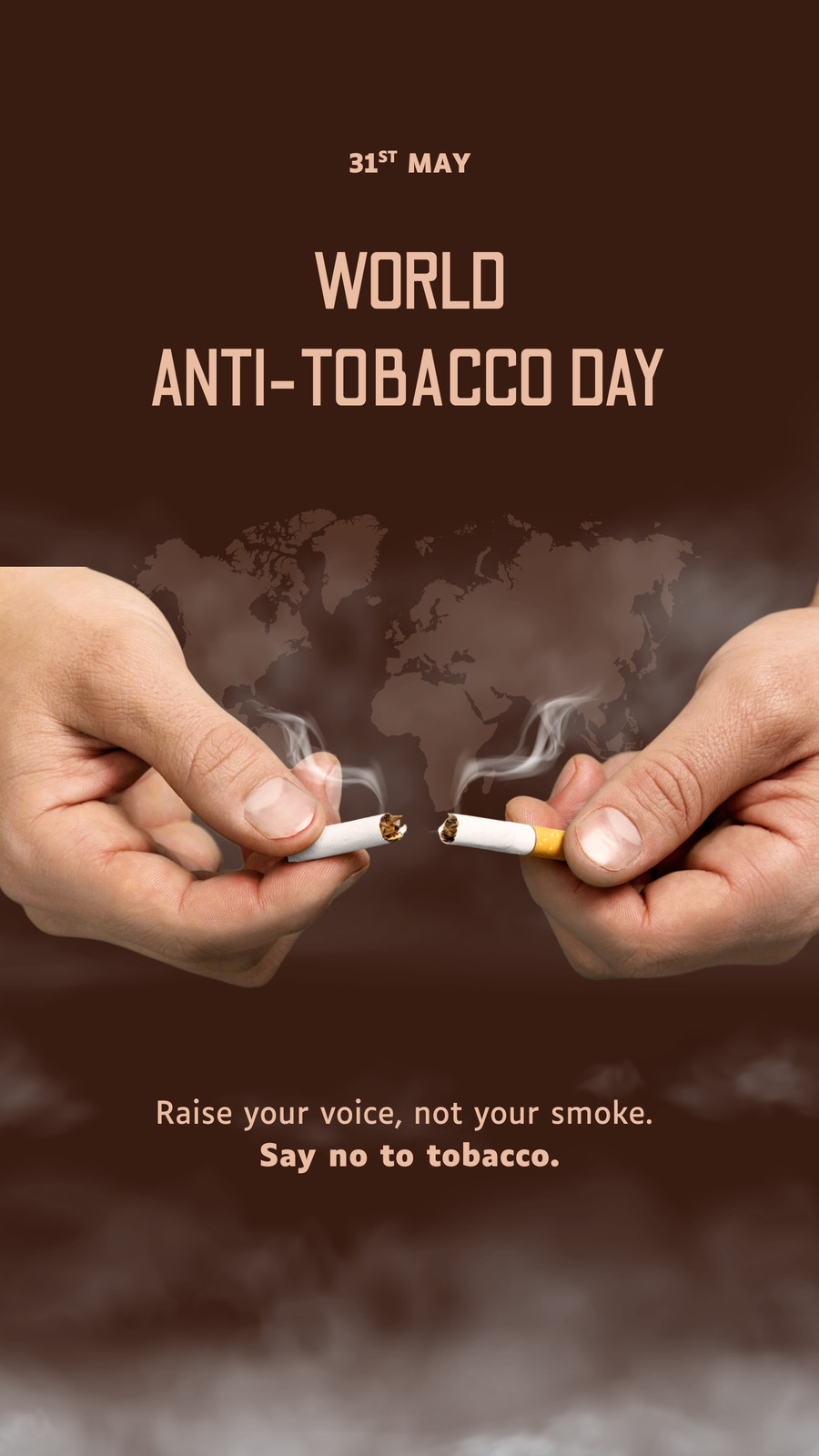Brown Simple World Anti-Tobacco Day Mobile Video