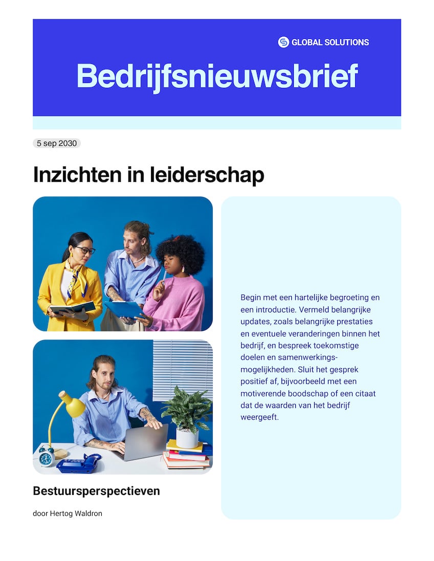 Blauwe Moderne Stijl Zakelijke Nieuwsbrief Doc