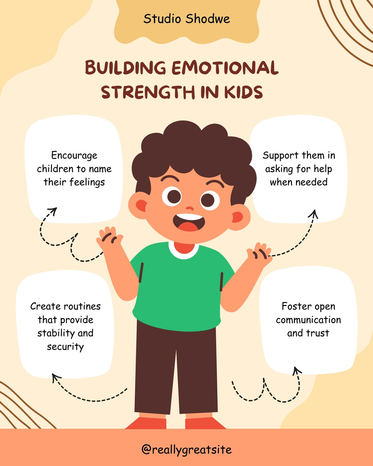 Beige And Brown Illustrated Building Emotional Strength Children Mental Health Instagram Post