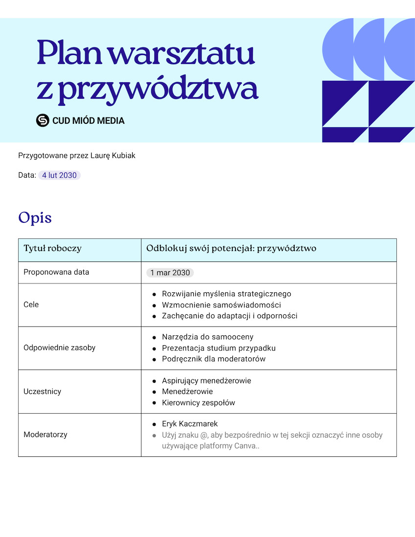 Doc – profesjonalny niebieski jasnoniebieski granatowy geometryczny