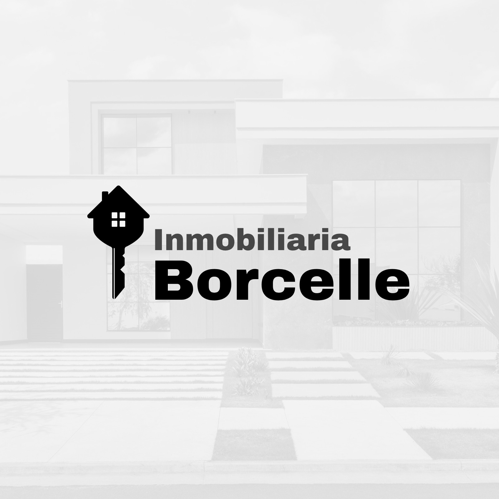 Logotipo inmobiliaria minimalista blanco, negro y rojo