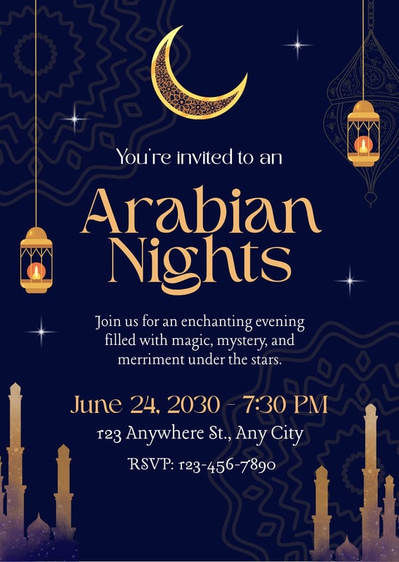 Free custom printable Arabian Nights invitation templates | Canva