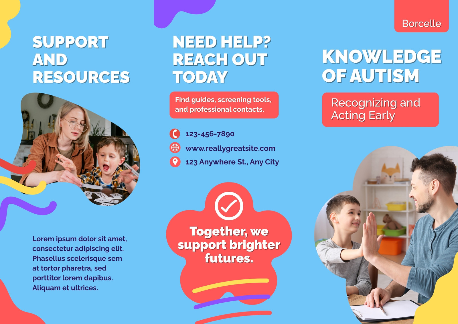 Blue And Red Playful Autism Brochure