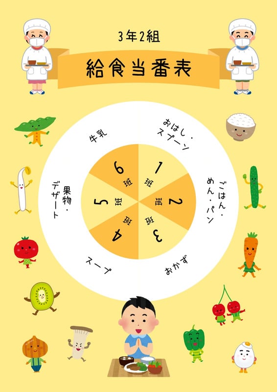 給食当番無料テンプレートデザイン。イラストや画像付きも豊富 - Canva