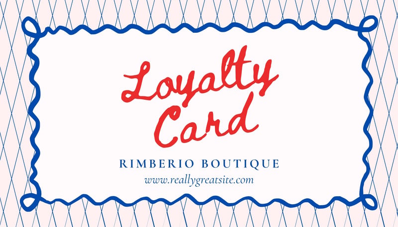 Playful Boutique Shop Sale Loyalty Business Card Canva template, red and blue