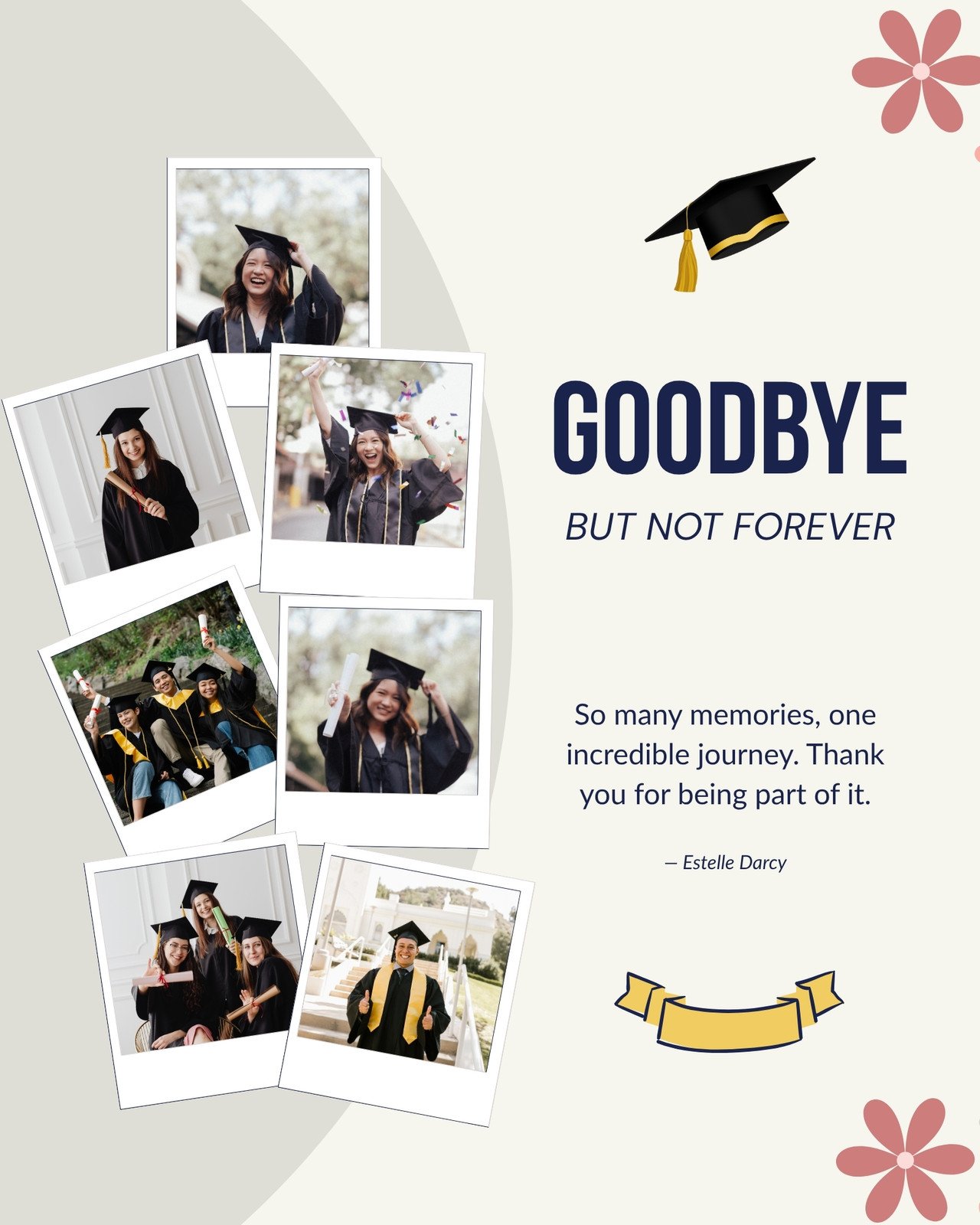 Beige Navy and Pink Playful Class Farewell Instagram Post