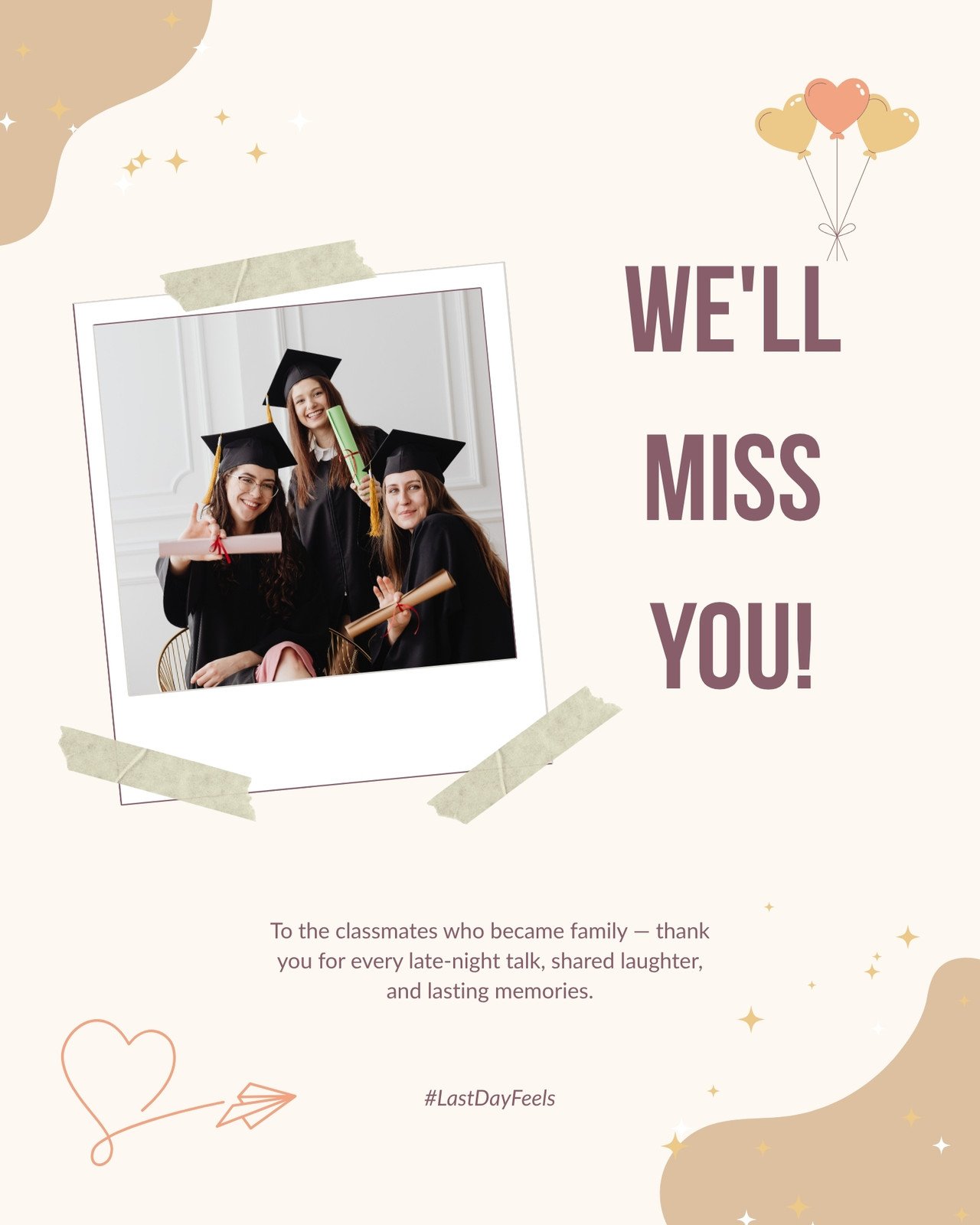 Beige Simple Graduation Farewell Instagram Post
