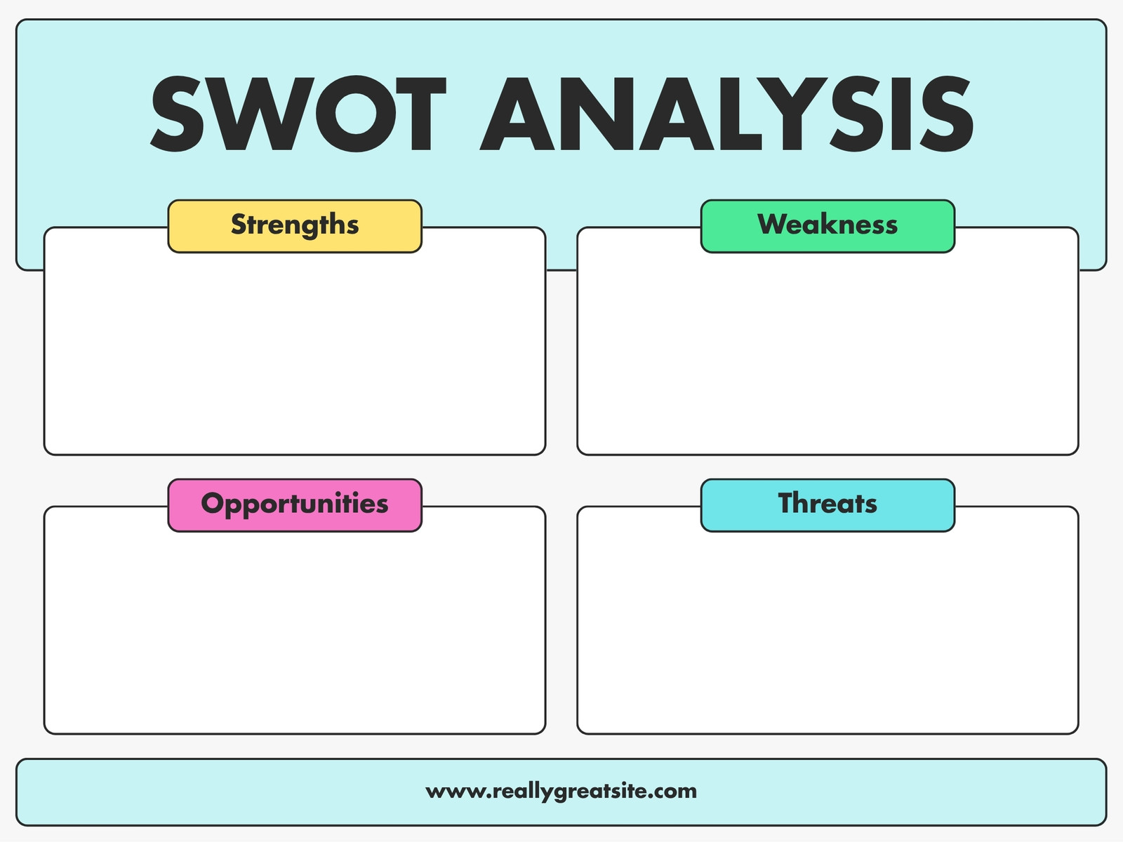 Grey and Light Blue Modern SWOT Analysis Graph