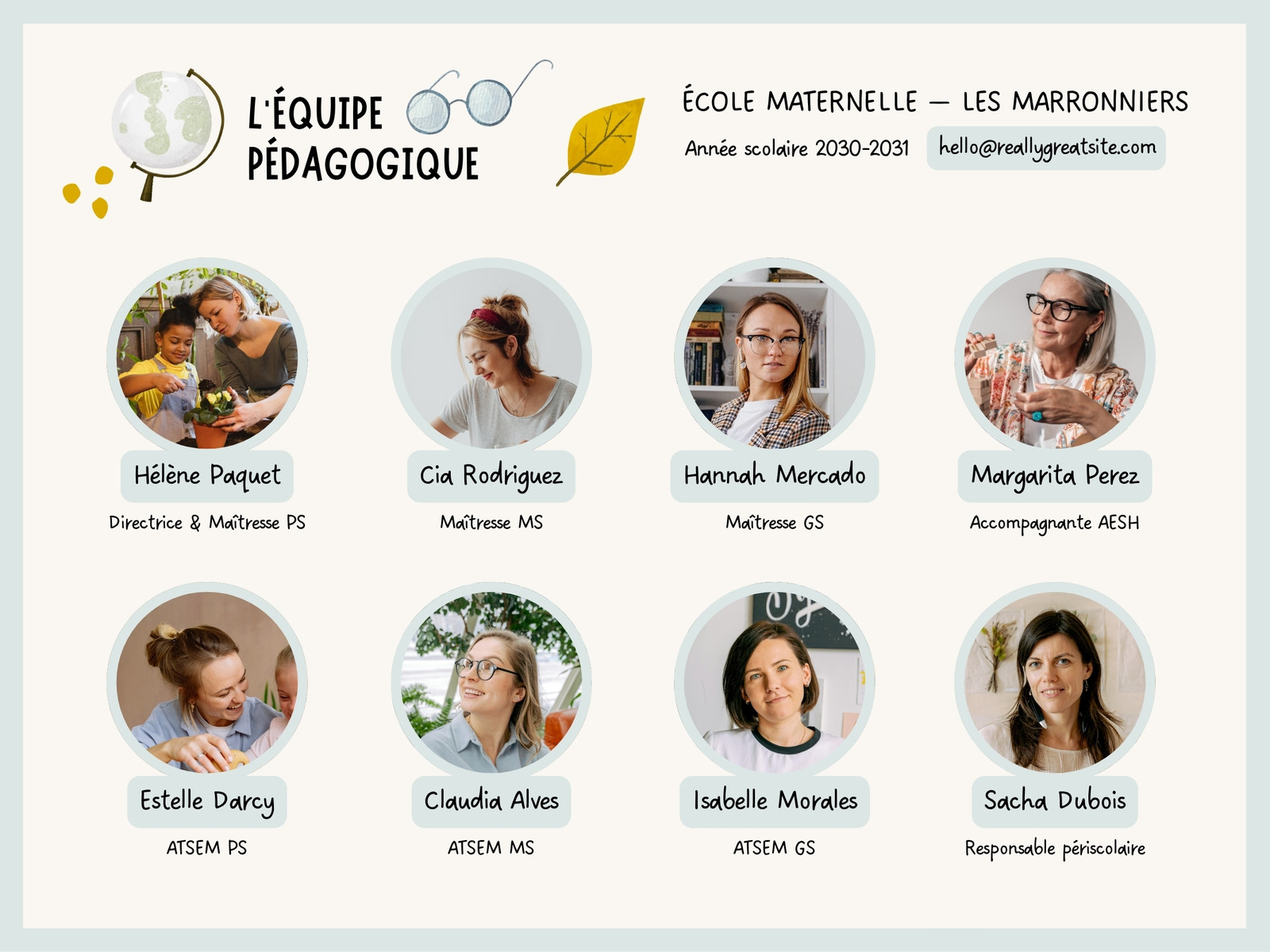 Équipe Pédagogique Organigramme École Graphique Coloré Illustré