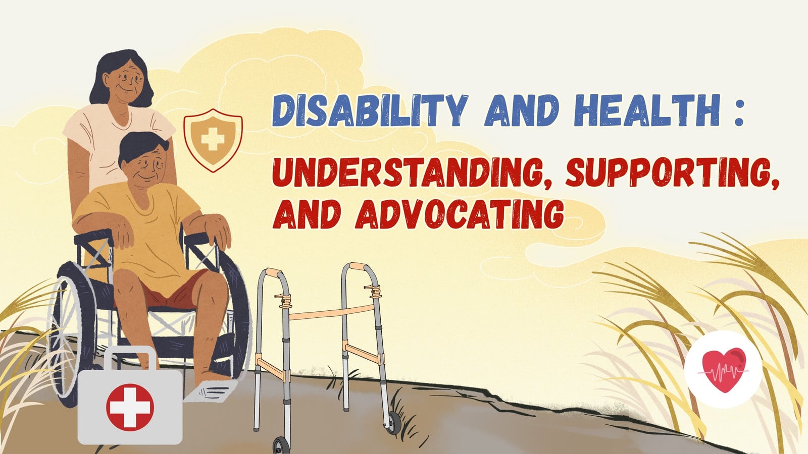 Cream and Blue Illustrated Disability and Health Medical Presentation