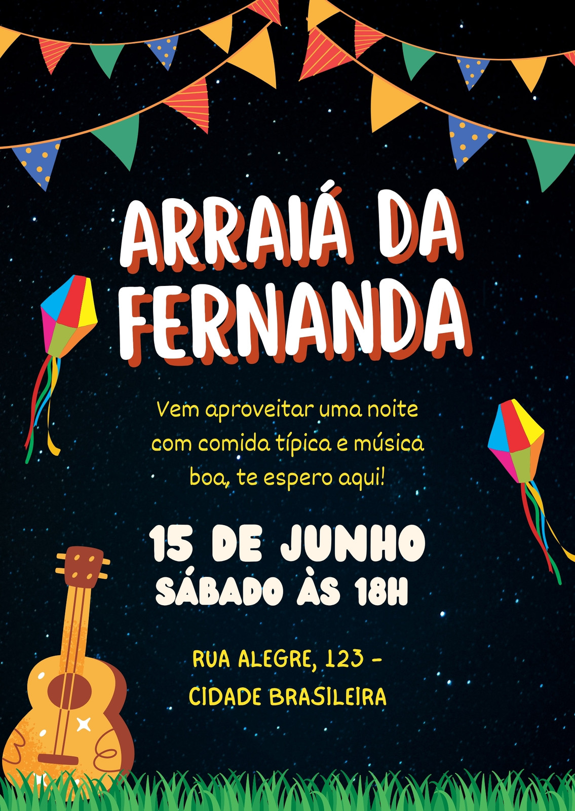 Convite festa junina divertido arraiá