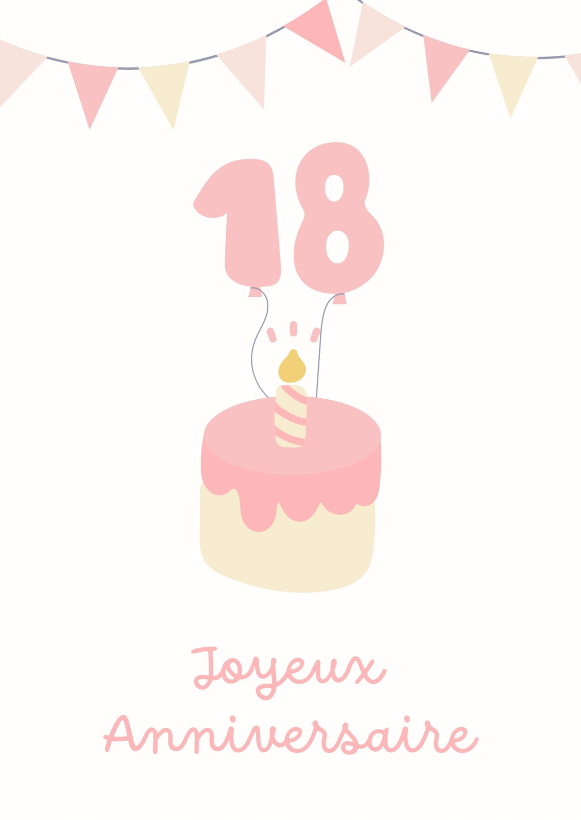 Carte événement anniversaire 18 ans moderne illustration rose jaune Carte événement anniversaire 18 ans moderne illustration rose jaune