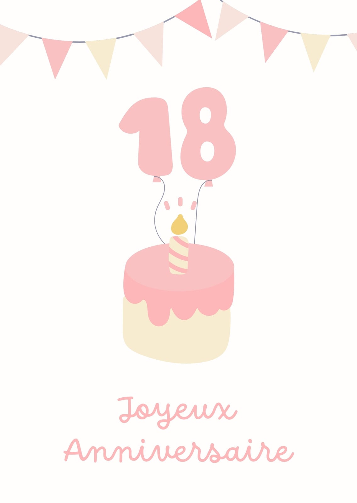 Carte événement anniversaire 18 ans moderne illustration rose jaune Carte événement anniversaire 18 ans moderne illustration rose jaune