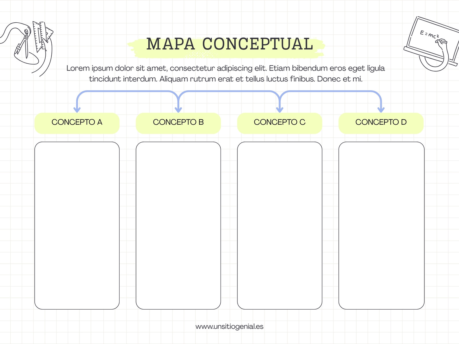 Gráfico Mapa Conceptual Moderno Azul y Amarillo