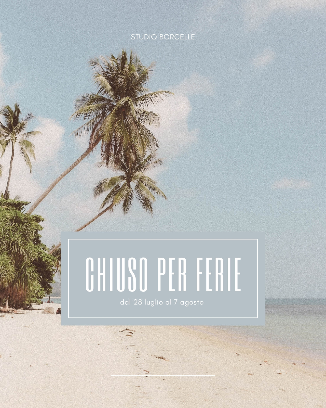 Azzurro Beige Minimalista Chiuso per Ferie Post Instagram