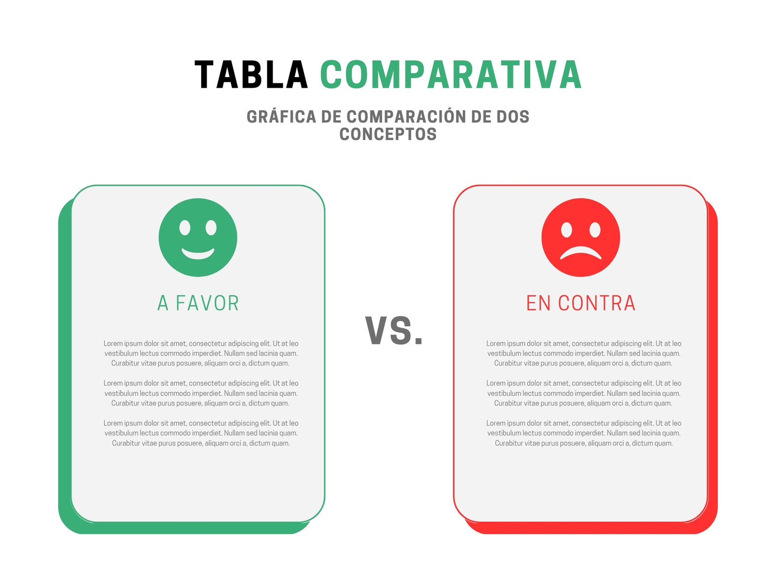Gráfico Tabla Comparativa Ventajas Desventajas sencillo corporativo verde rojo