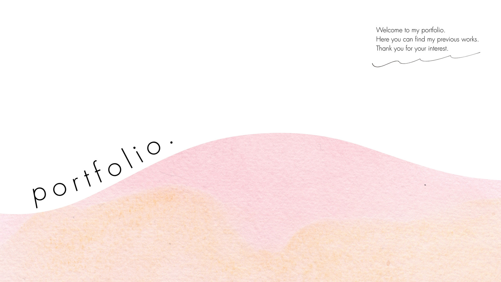 ピンクと白の水彩 ミニマル ポートフォリオ プレゼンテーション