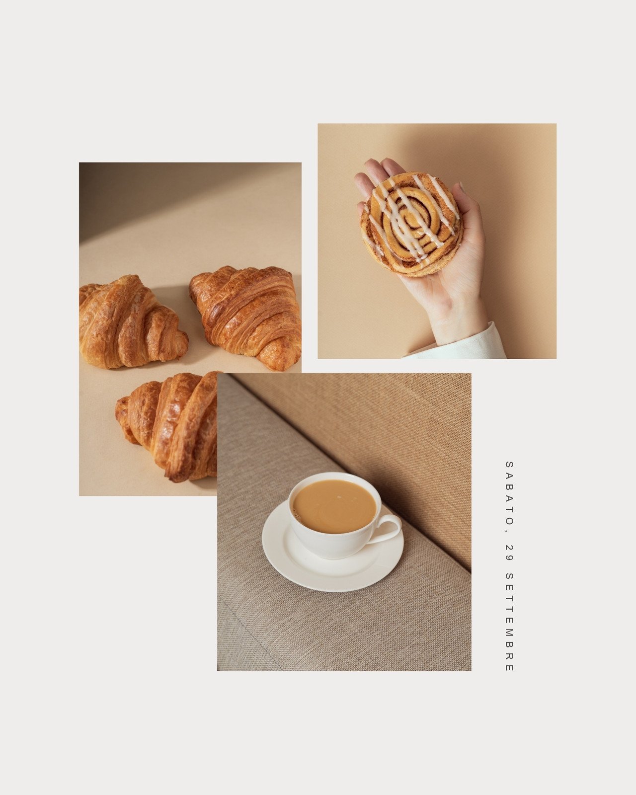 Beige Minimalista Elegante Colazione Collage di Foto Post Instagram