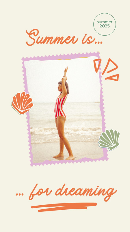 Playful Retro Vintage Summer Photo Collage Animated Instagram Reel Canva template, peach and pink