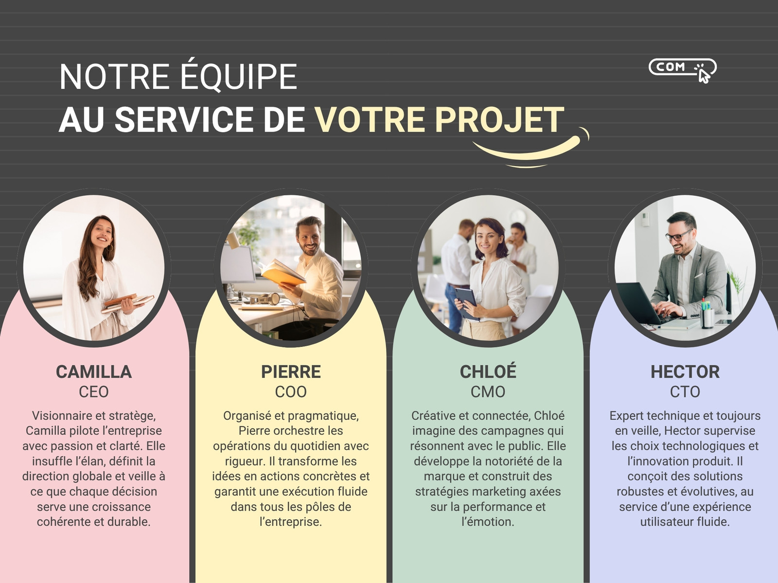 Graphique Présentation Équipe Entreprise Moderne Illustré Noir Coloré
