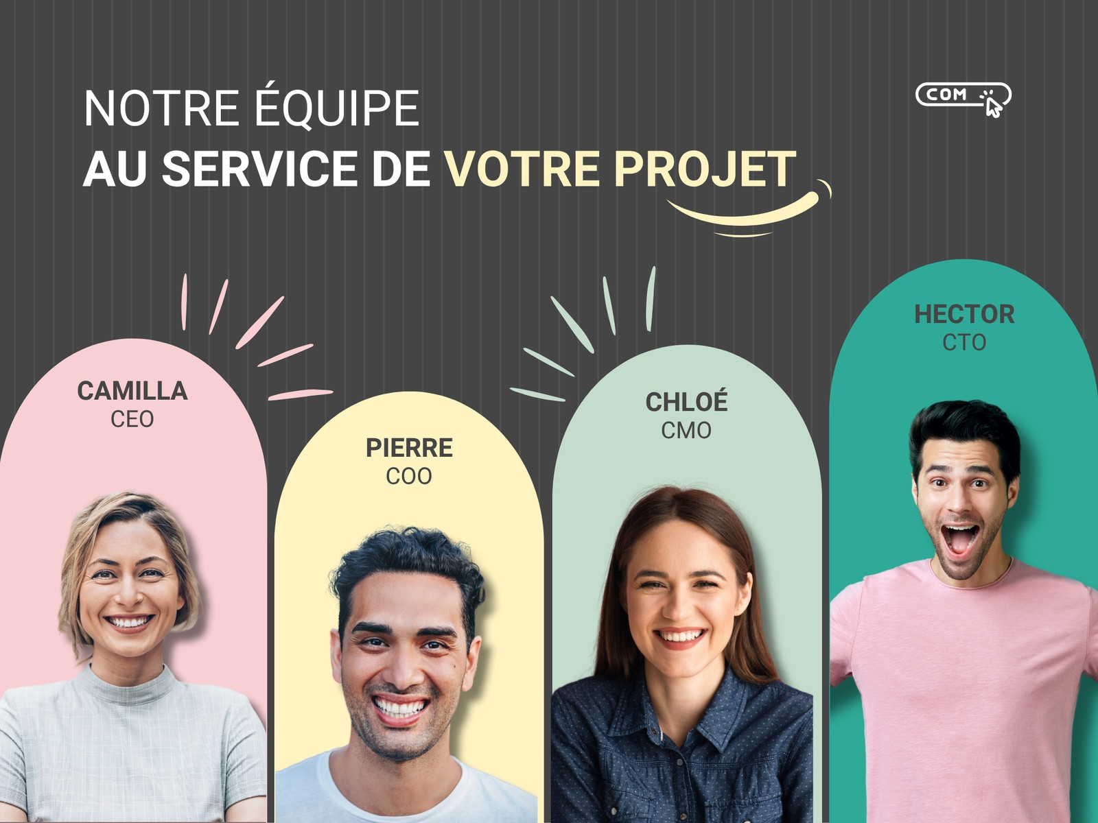 Graphique Présentation Équipe Entreprise Moderne Illustré Noir Coloré
