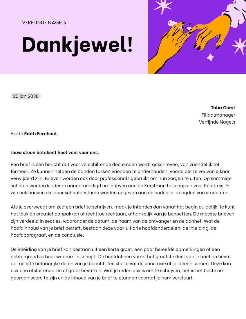 Lichtpaars Paars en Oranje Illustratieve Stijl Brief Doc