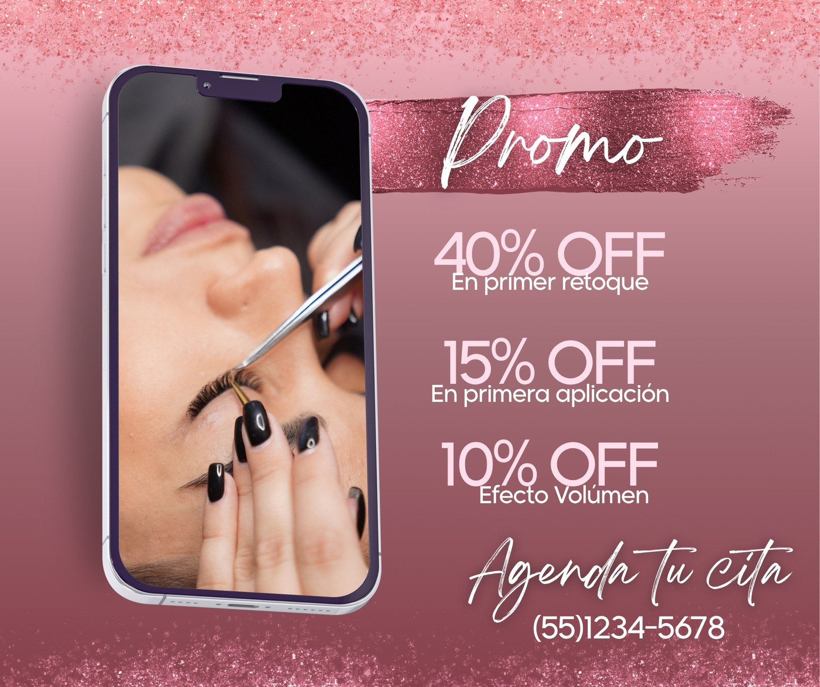 Rosa Brillante Moderno Pestañas Promoción Post Para Facebook