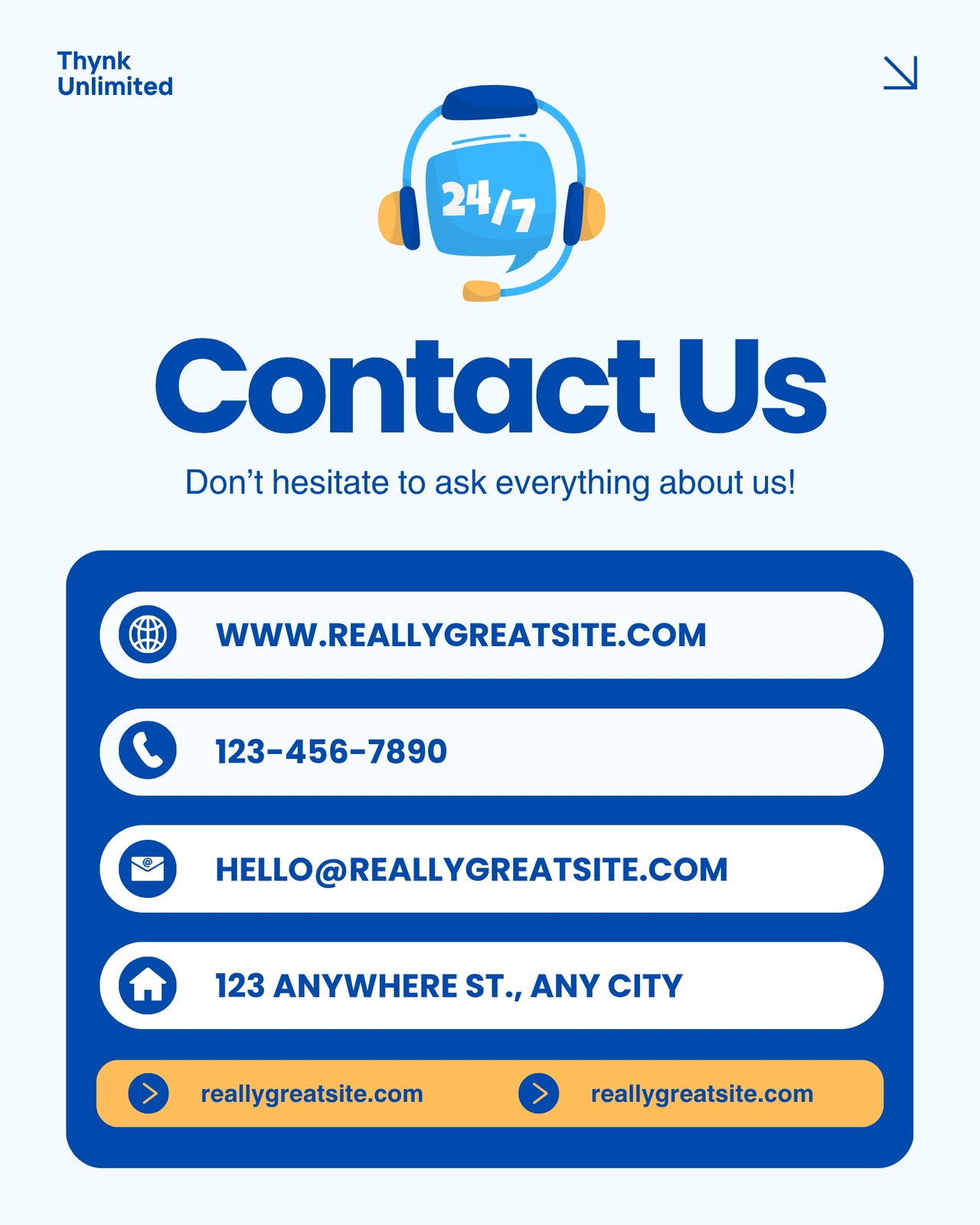 Blue and White Modern Business Contact Us Instagram Post