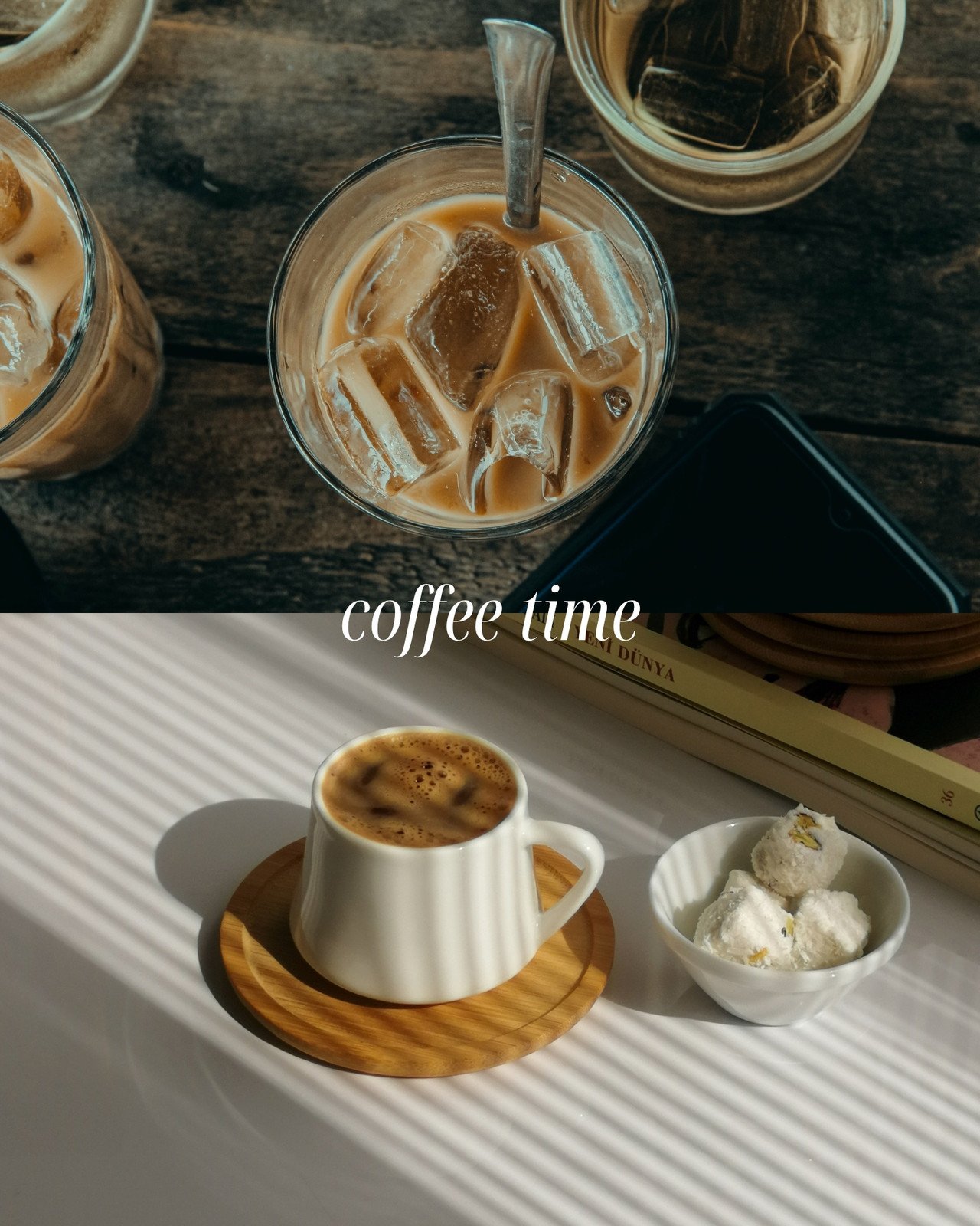 白　シンプル　モダン　コーヒー　カフェ　2分割　Instagramの投稿　