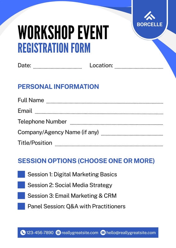 Free and customizable registration templates