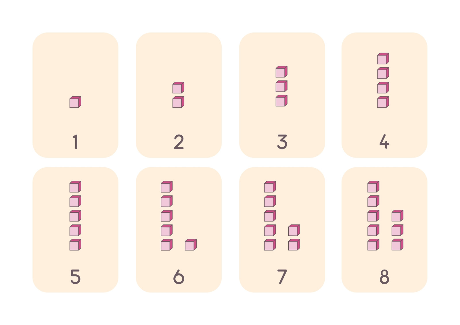 Flashcards sur les Dizaines et les Unités style bloc ou brique jaune et rose
