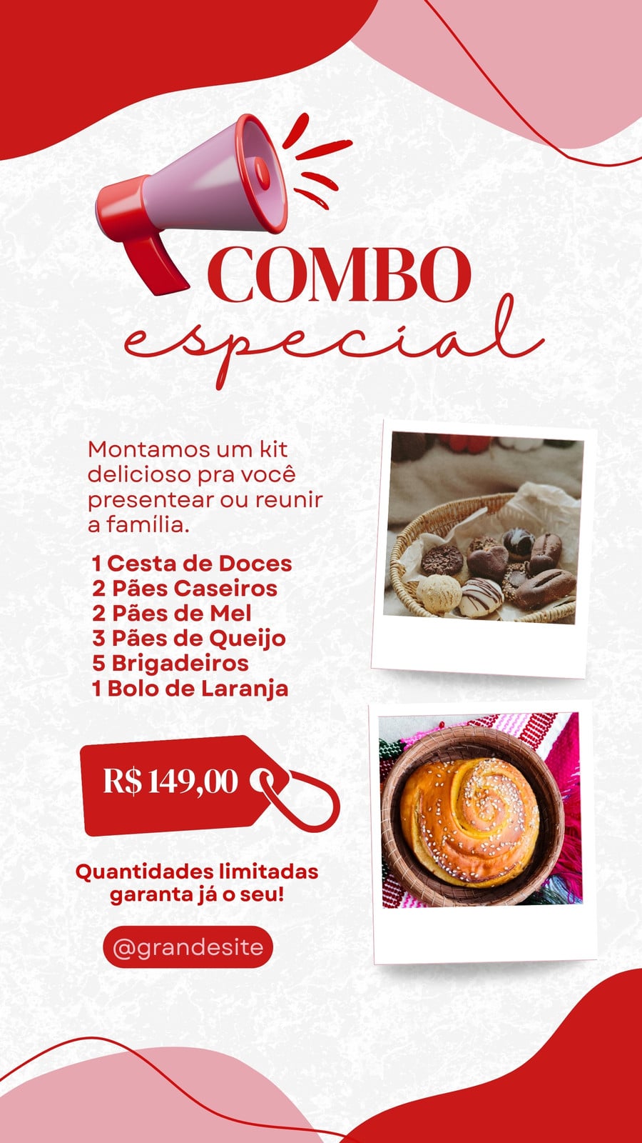 Vermelho e Rosa Elegante Combo de Doces Story