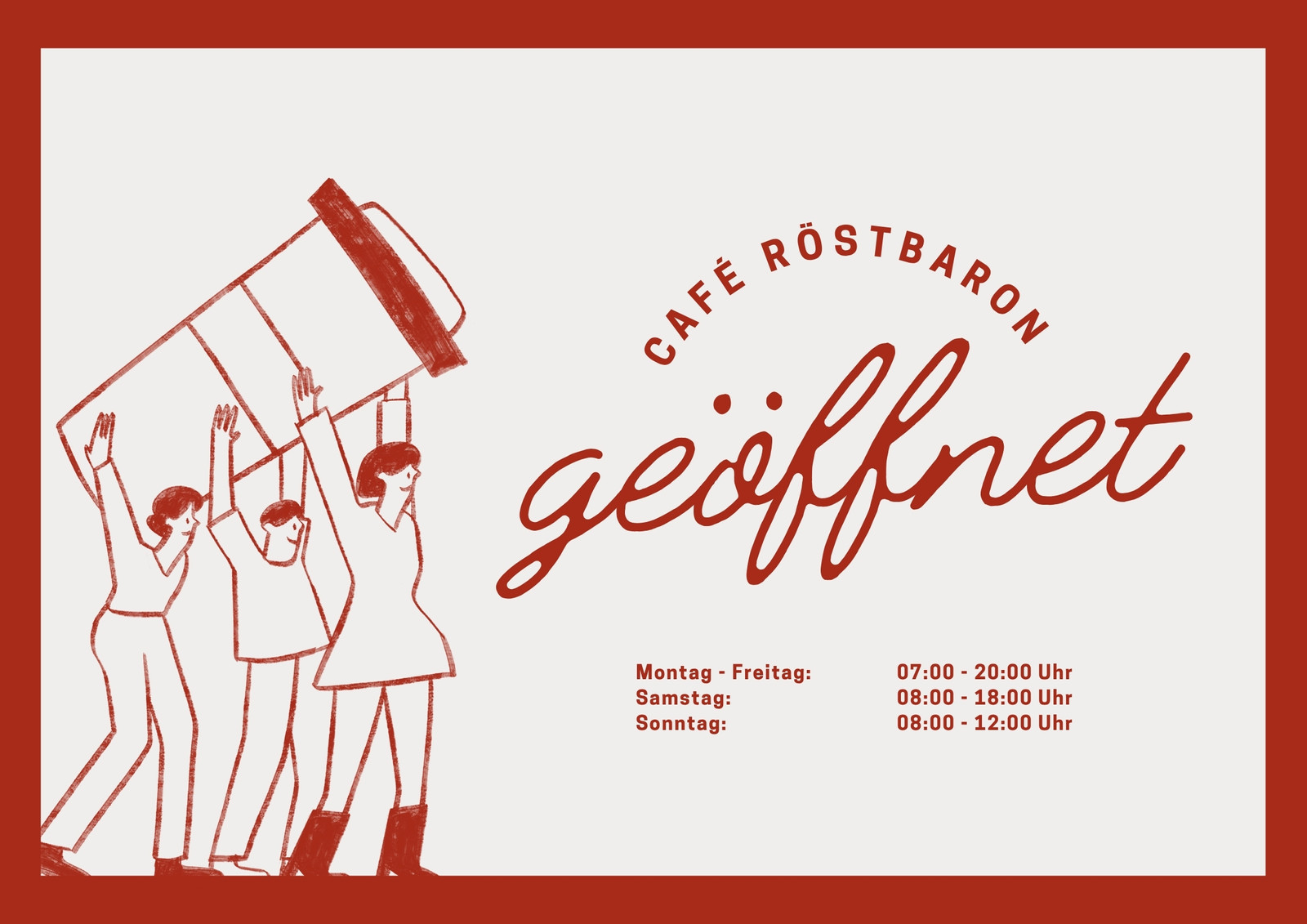 Creme Rot Retro Illustrativ Geöffnet Café Kaffee Öffnungszeiten Business Dokument Creme Rot Retro Illustrativ Geöffnet Café Kaffee Öffnungszeiten Business Dokument
