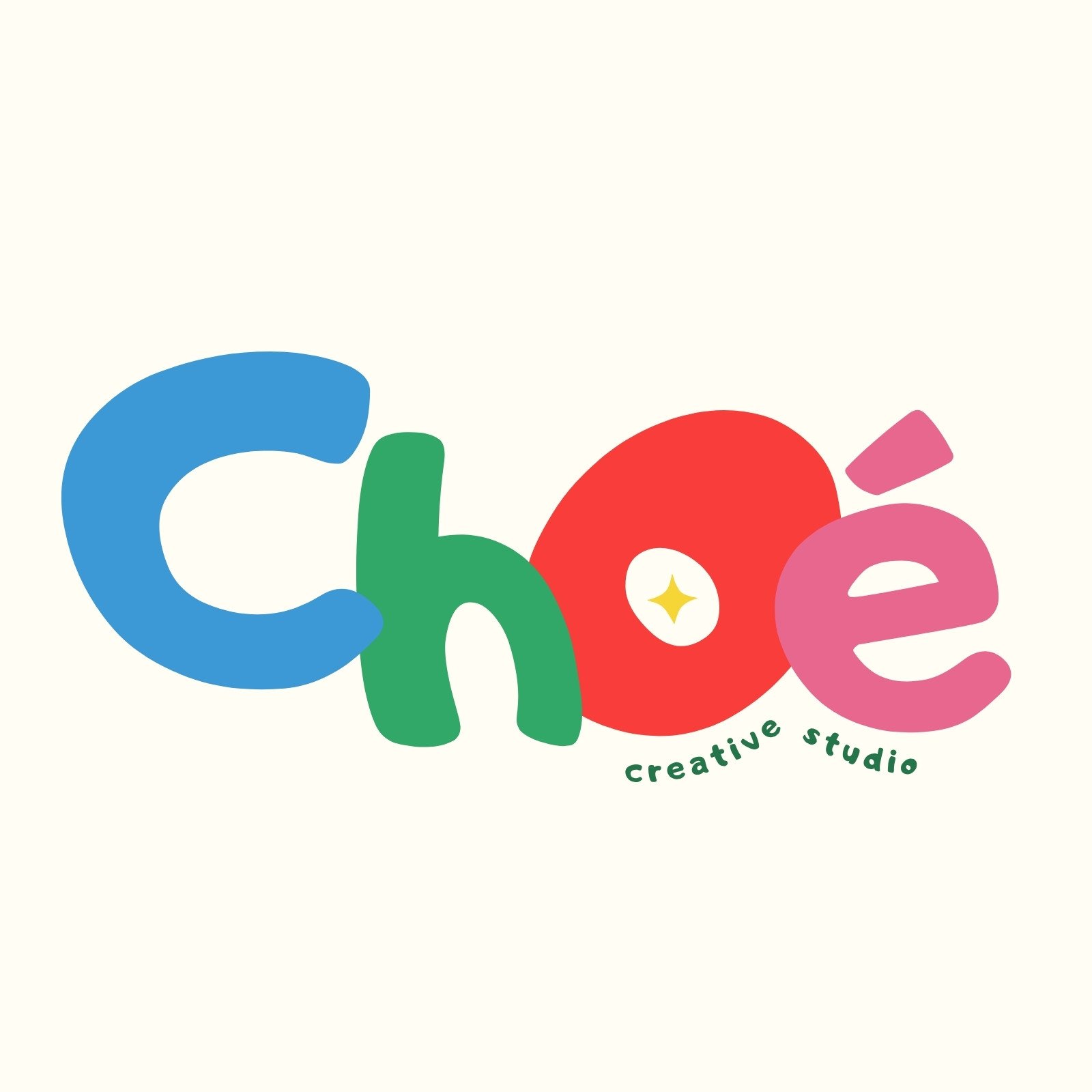 Blue Green Red and Pink Playful Creative Studio Logo