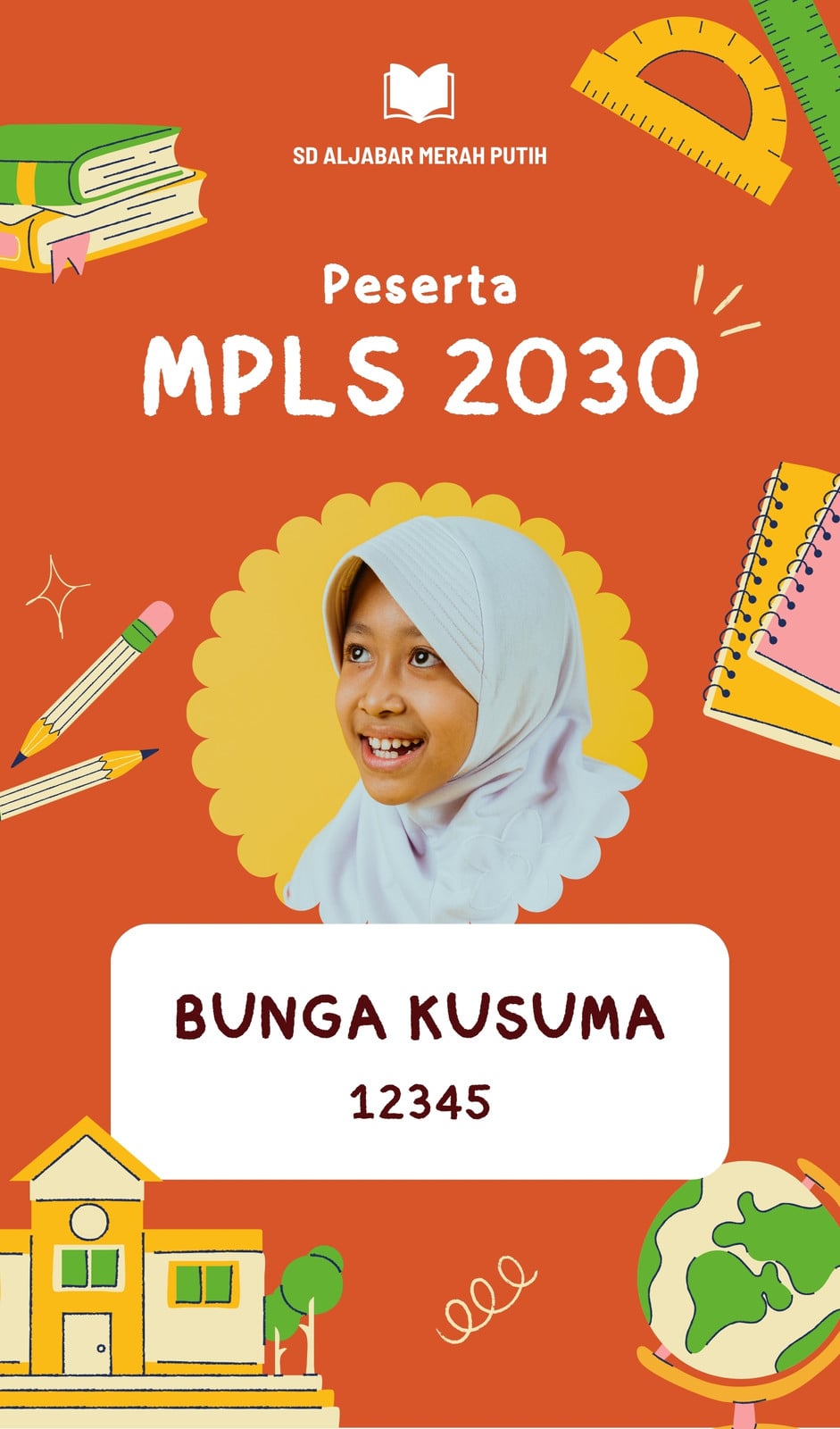 Kartu Tanda Pengenal MPLS SD Ilustrasi Organik Oranye Kuning Kartu Tanda Pengenal MPLS SD Ilustrasi Organik Oranye Kuning