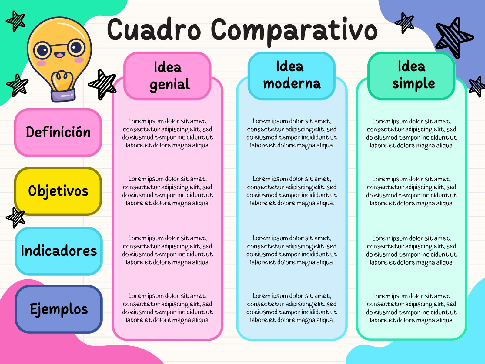 Gráfica Cuadro Comparativo Ilustrativo Colorido