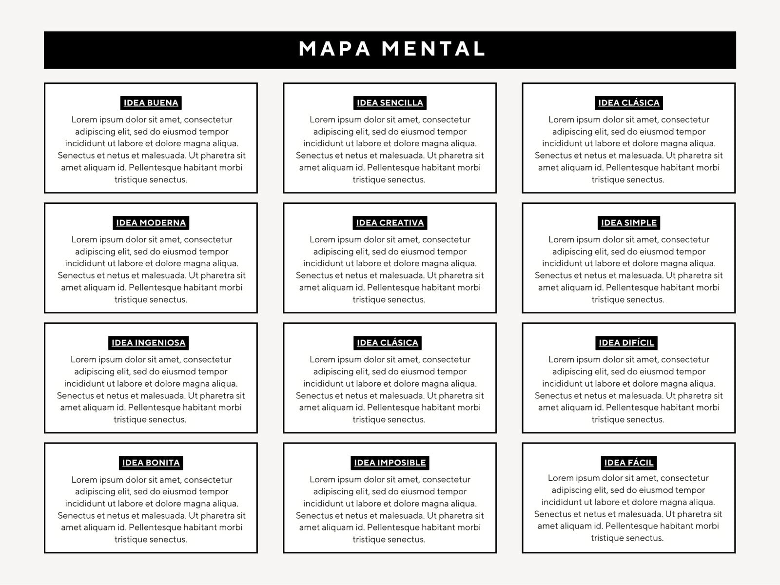 Gráfica Mapa Mental Mapa Mental Profesional Minimalista Simple Blanco y Negro