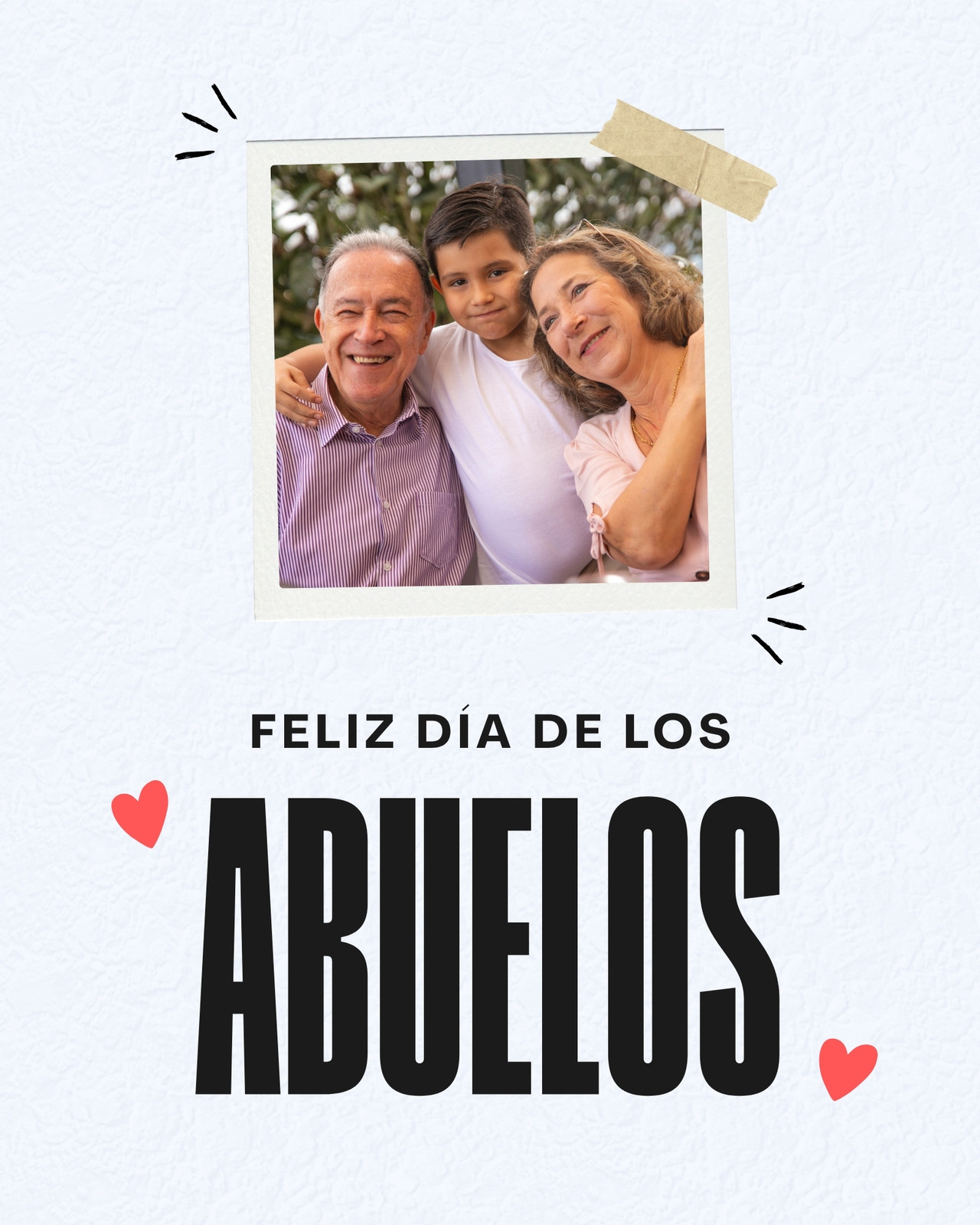 Posteo de Instagram Dia de los Abuelos Collage Foto Retrato Minimalista Celeste