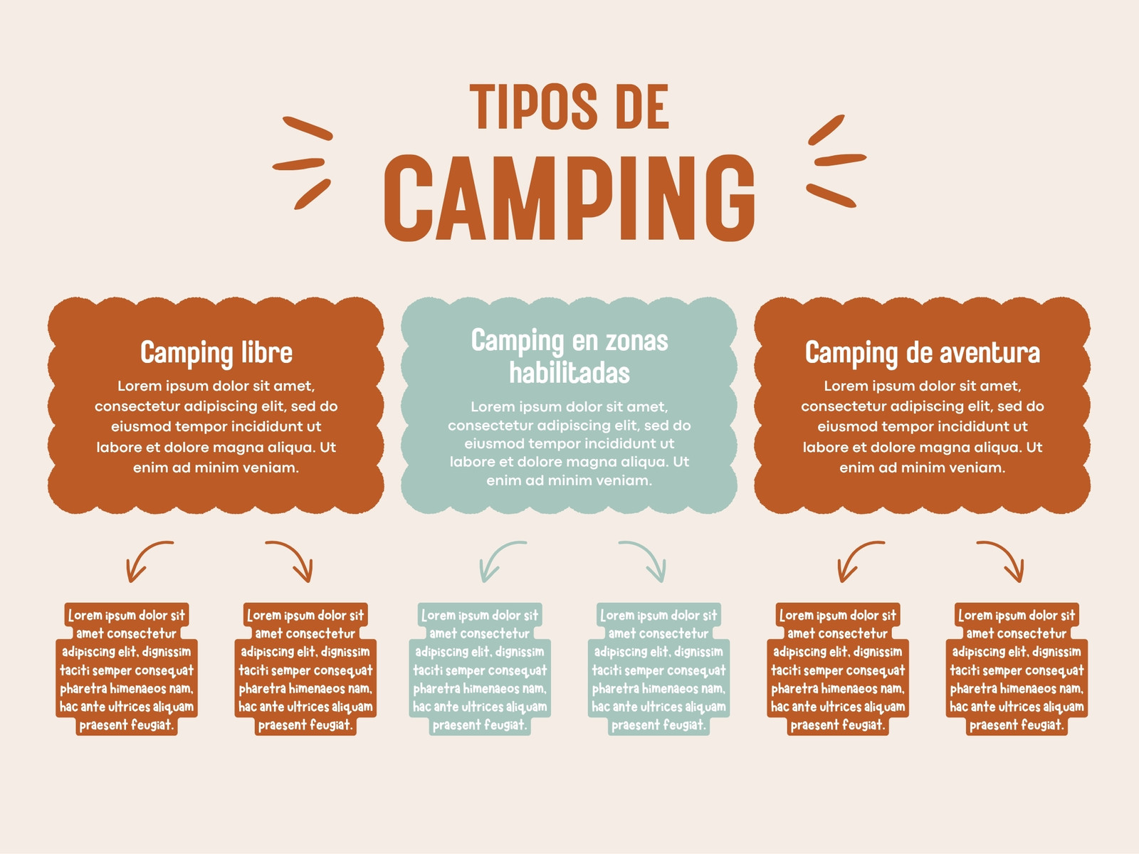 Gráfico Tipos de Camping Moderno Marrón y Azul