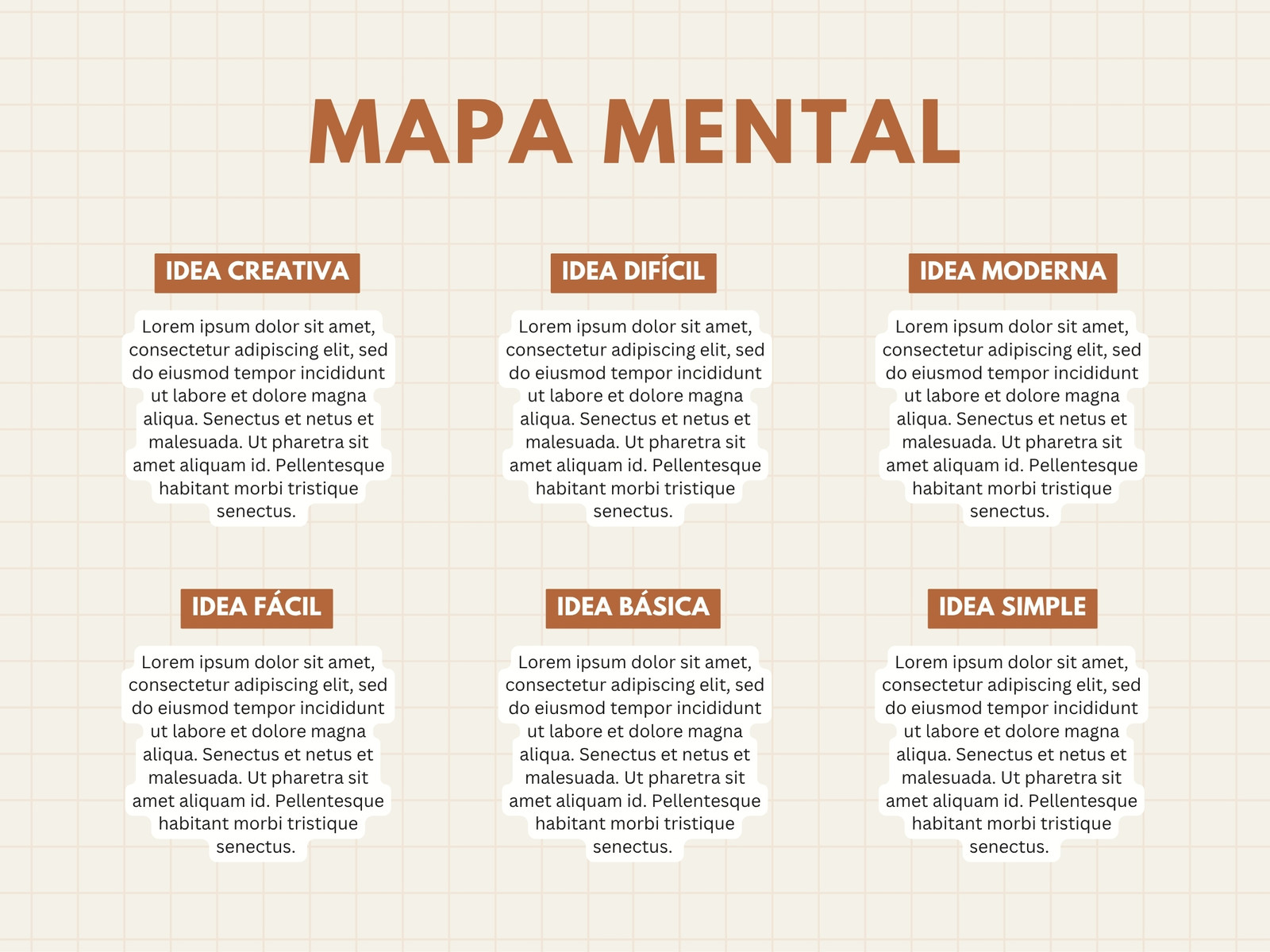 Gráfica Mapa Mental Doodle Minimalista Simple Marrón y Beige