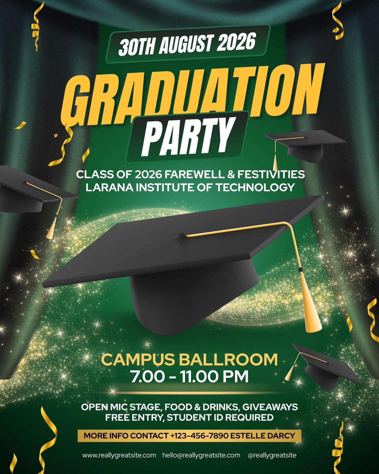 Dark GreenGraduation Party Instagram Post